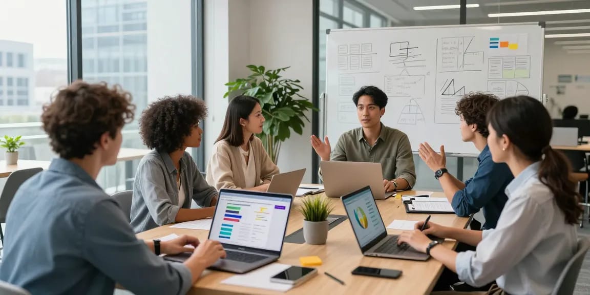 Teamarbeit und Innovation in modernen Büros mit Fokus auf schlechte Arbeitskultur erkennen und verbessern