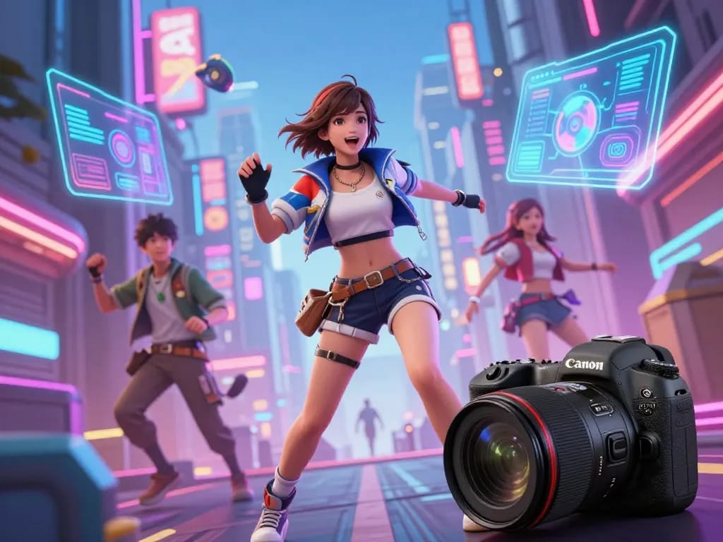 Exciting female protagonist porn games scene featuring an animated character in a vibrant digital environment.