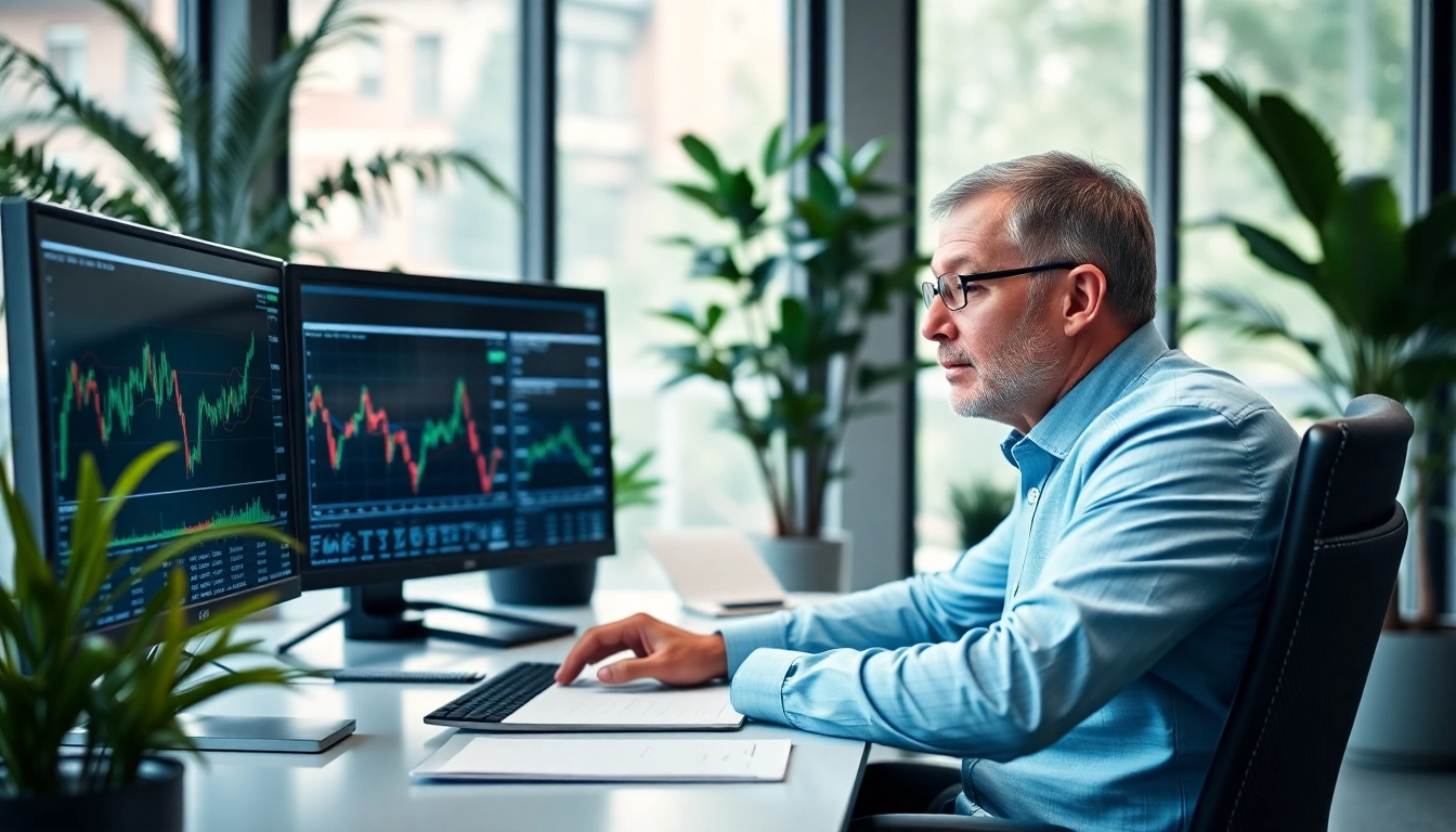 Muster Aktien Analyse im Einsatz – Finanzanalyst überprüft Börsendaten in modernem Büro.