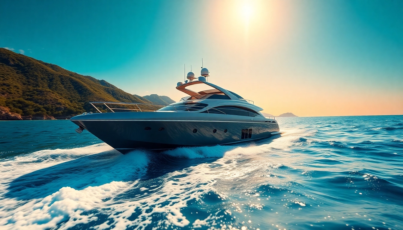 Genießen Sie Mega Lüfer Yachts in voller Fahrt auf dem glitzernden Wasser.
