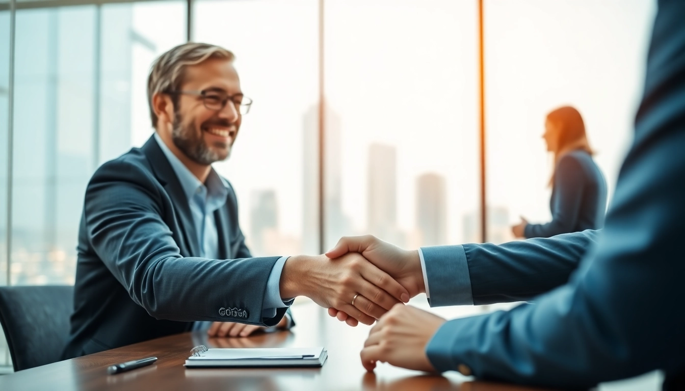 Headhunter Ingenieure shaking hands in an office, symbolizing successful recruitment.