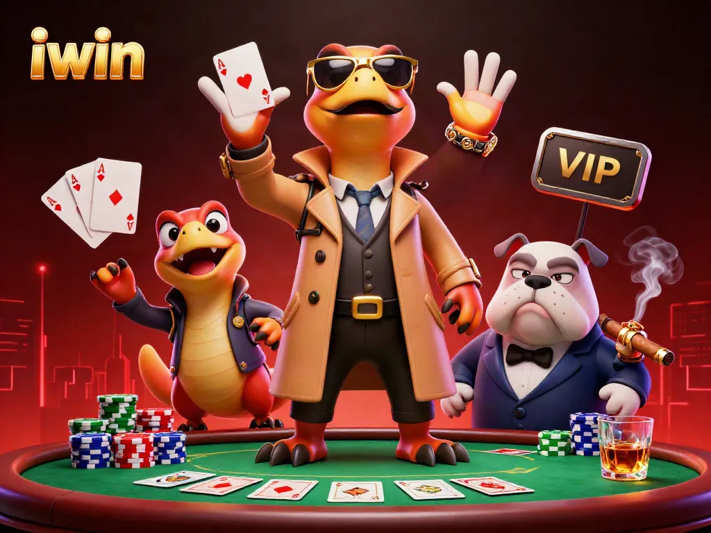 Experience thrilling gameplay moments at iwin with cartoon raptors in a trench coat entering a casino.