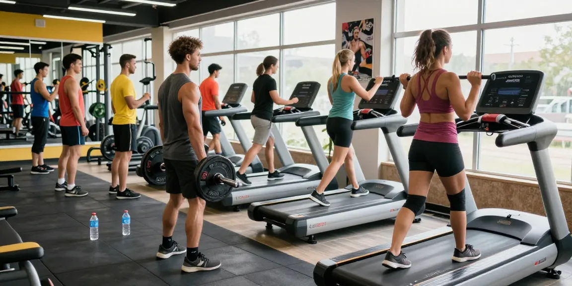 Medi Pharma Steroid Shop - Aktive Fitness-Enthusiasten im modernen Fitnessstudio, die Gewichte heben und Cardio machen.