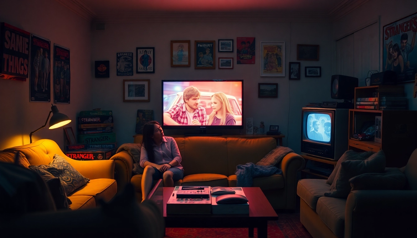 Stranger Things Rezension: Nachdenkliches Paar in einem gemütlichen, nostalgischen Wohnzimmer, das sich an die Serie erinnert.